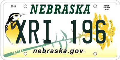 NE license plate XRI196