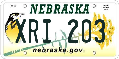 NE license plate XRI203