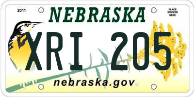 NE license plate XRI205