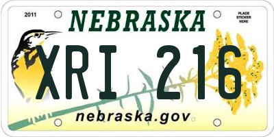 NE license plate XRI216