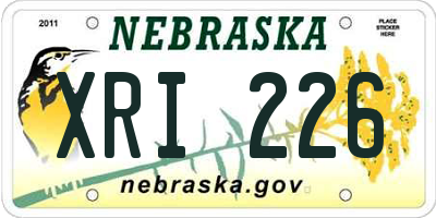 NE license plate XRI226