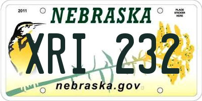 NE license plate XRI232