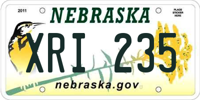NE license plate XRI235