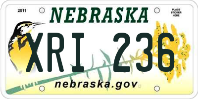 NE license plate XRI236
