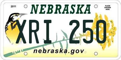 NE license plate XRI250