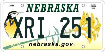 NE license plate XRI251