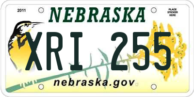 NE license plate XRI255