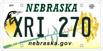 NE license plate XRI270