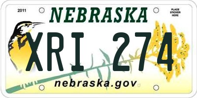 NE license plate XRI274