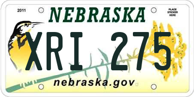 NE license plate XRI275