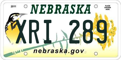 NE license plate XRI289