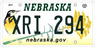 NE license plate XRI294