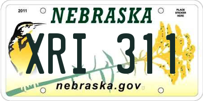 NE license plate XRI311