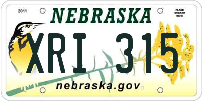 NE license plate XRI315