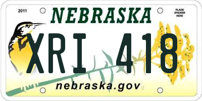 NE license plate XRI418