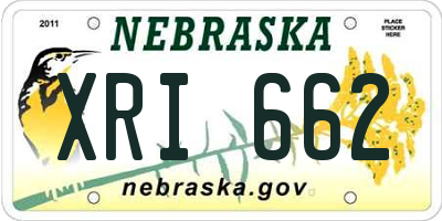 NE license plate XRI662
