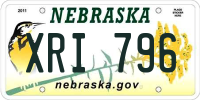 NE license plate XRI796
