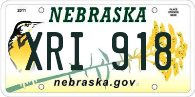 NE license plate XRI918