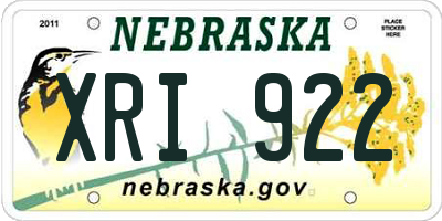NE license plate XRI922