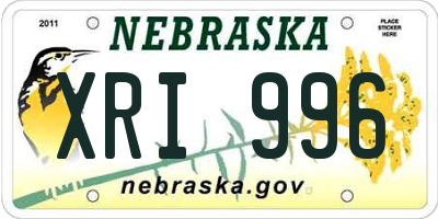 NE license plate XRI996