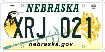 NE license plate XRJ021