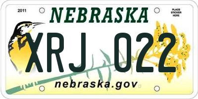 NE license plate XRJ022
