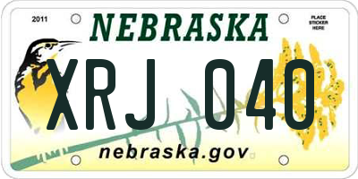 NE license plate XRJ040