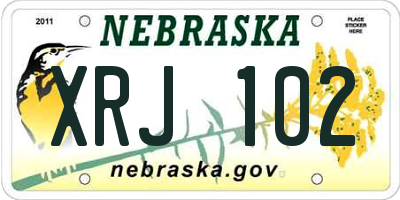 NE license plate XRJ102