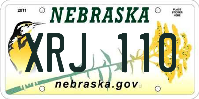 NE license plate XRJ110