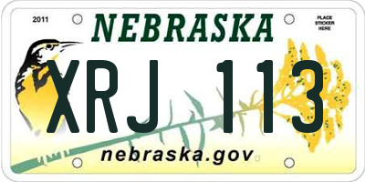 NE license plate XRJ113