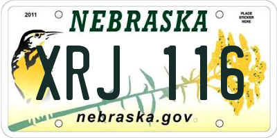 NE license plate XRJ116