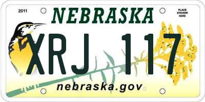 NE license plate XRJ117