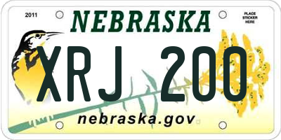 NE license plate XRJ200