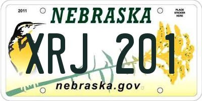 NE license plate XRJ201