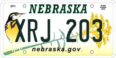 NE license plate XRJ203