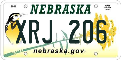 NE license plate XRJ206