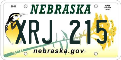 NE license plate XRJ215