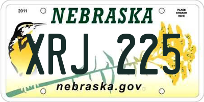 NE license plate XRJ225