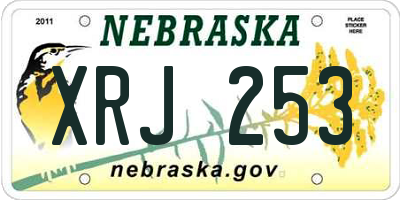 NE license plate XRJ253