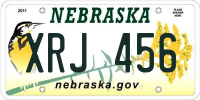NE license plate XRJ456
