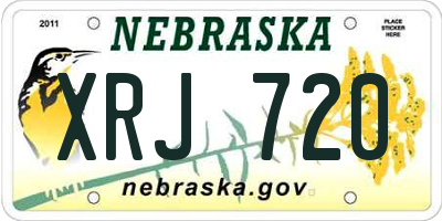 NE license plate XRJ720