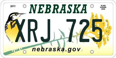 NE license plate XRJ725