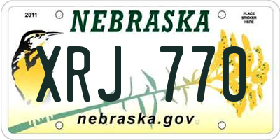 NE license plate XRJ770