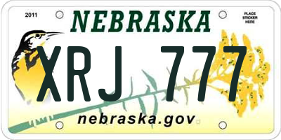NE license plate XRJ777