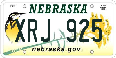 NE license plate XRJ925