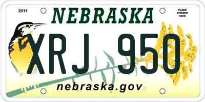 NE license plate XRJ950