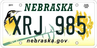 NE license plate XRJ985
