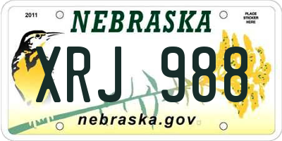 NE license plate XRJ988