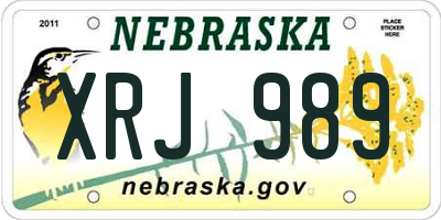 NE license plate XRJ989