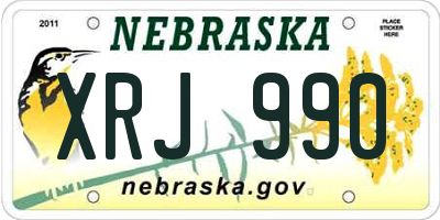 NE license plate XRJ990